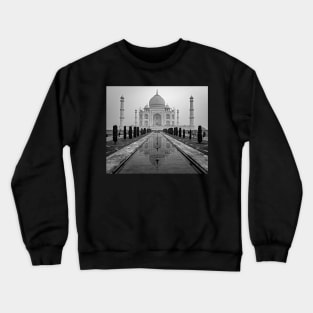 Taj Mahal at Dawn in Black and White Crewneck Sweatshirt